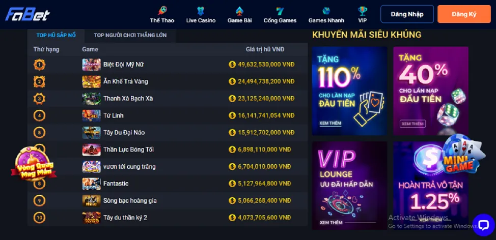 Hình ảnh khuyến mãi nạp tiền cho slot game